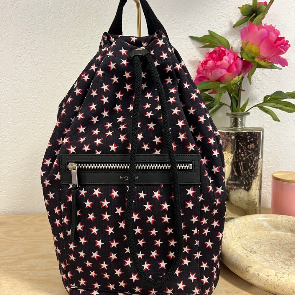 YSL Star Backpack with Front Zipper Pocket and removable pouch
